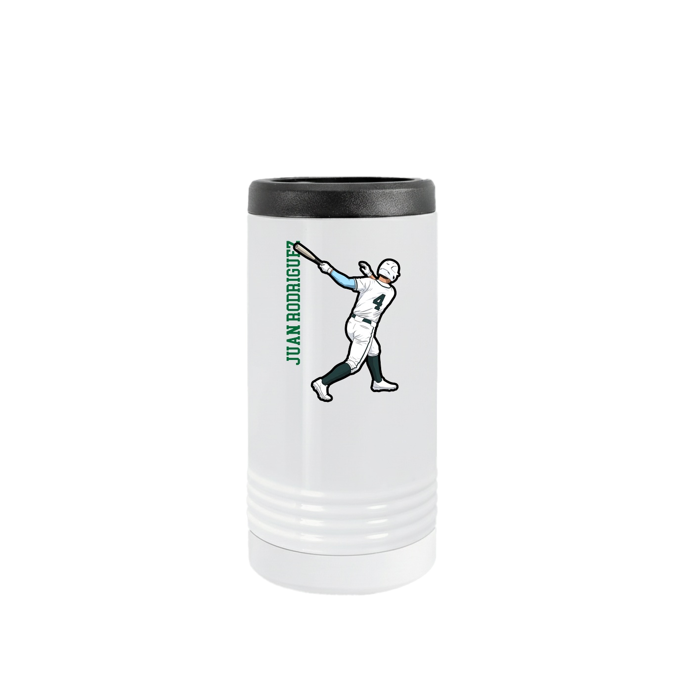 Slim Beverage Holder — Name Vertical in White