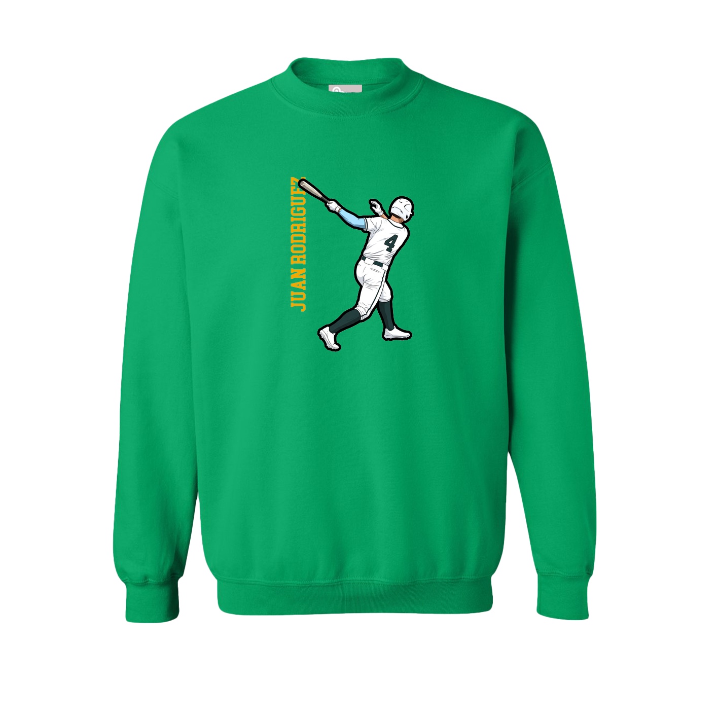 Fleece Crew — Name Vertical in Green