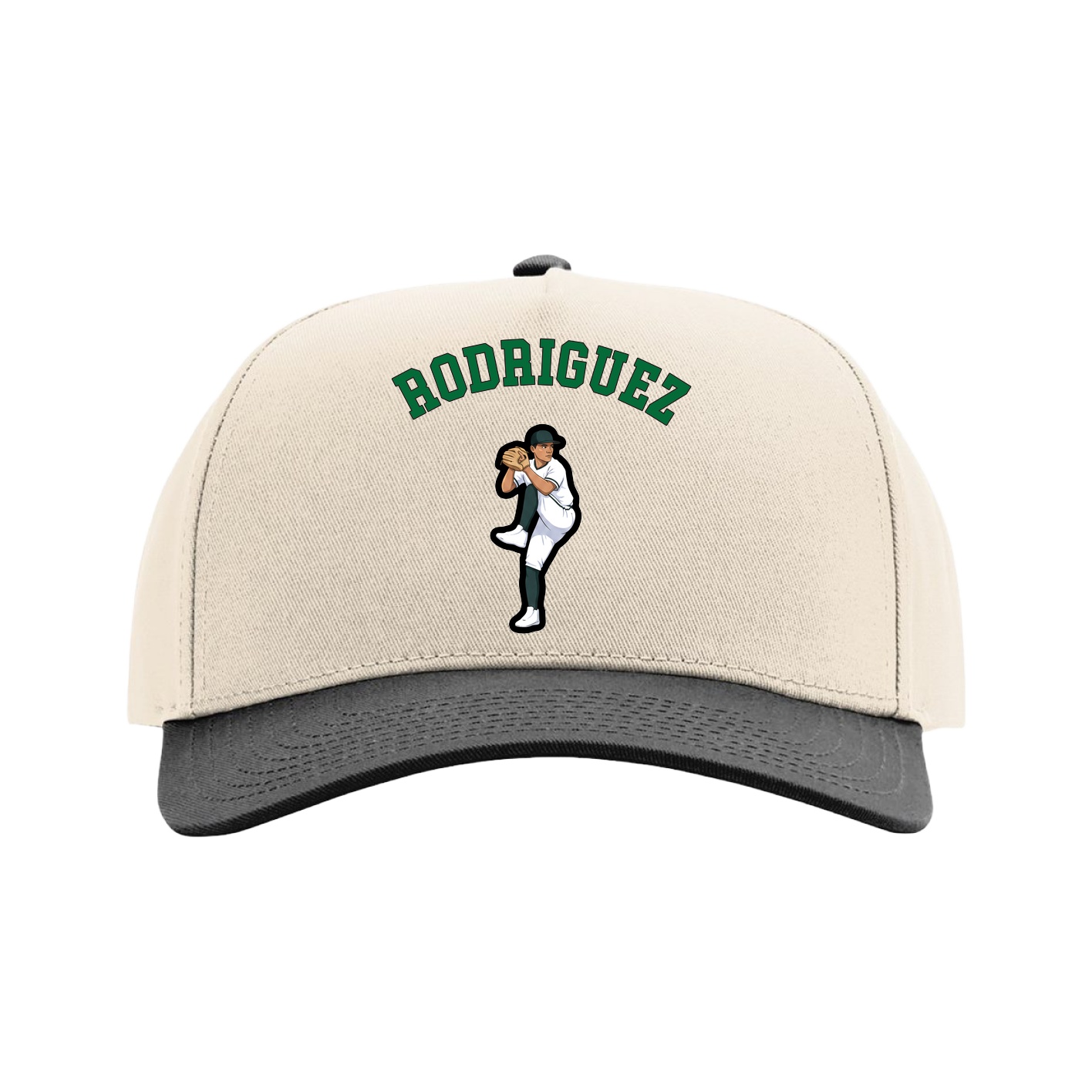 Full Fabric Five-Panel Champ Cap — Shirsey Arch in Cream/Black