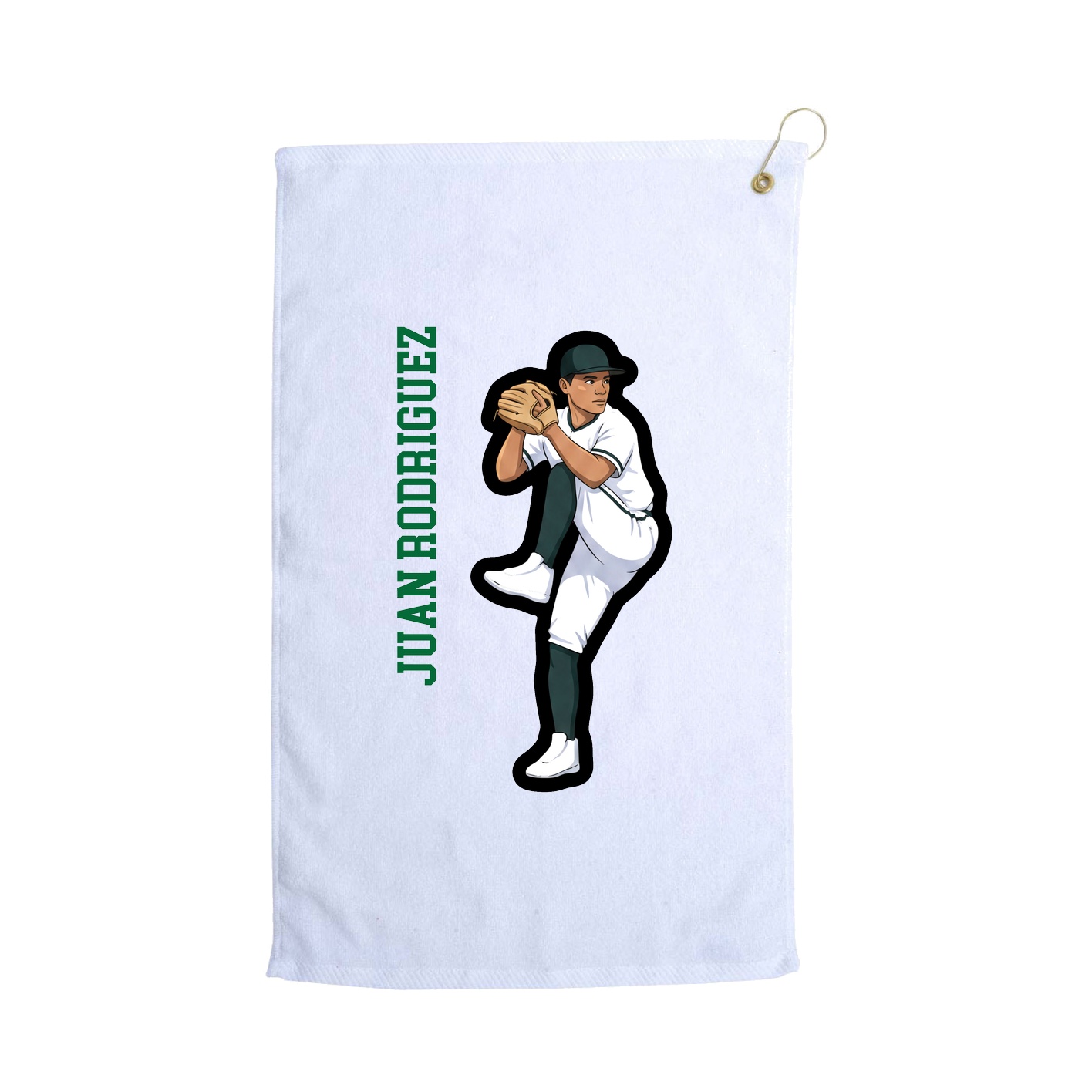 Golf Towel — Name Vertical in White