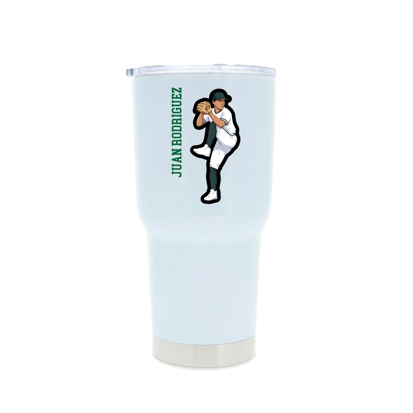 30oz Stainless Steel Tumbler — Name Vertical in White