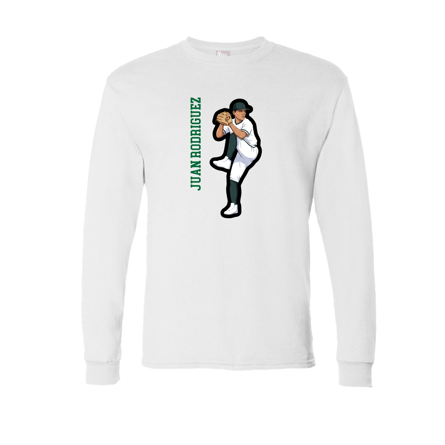 Long Sleeve Tee — Name Vertical in White