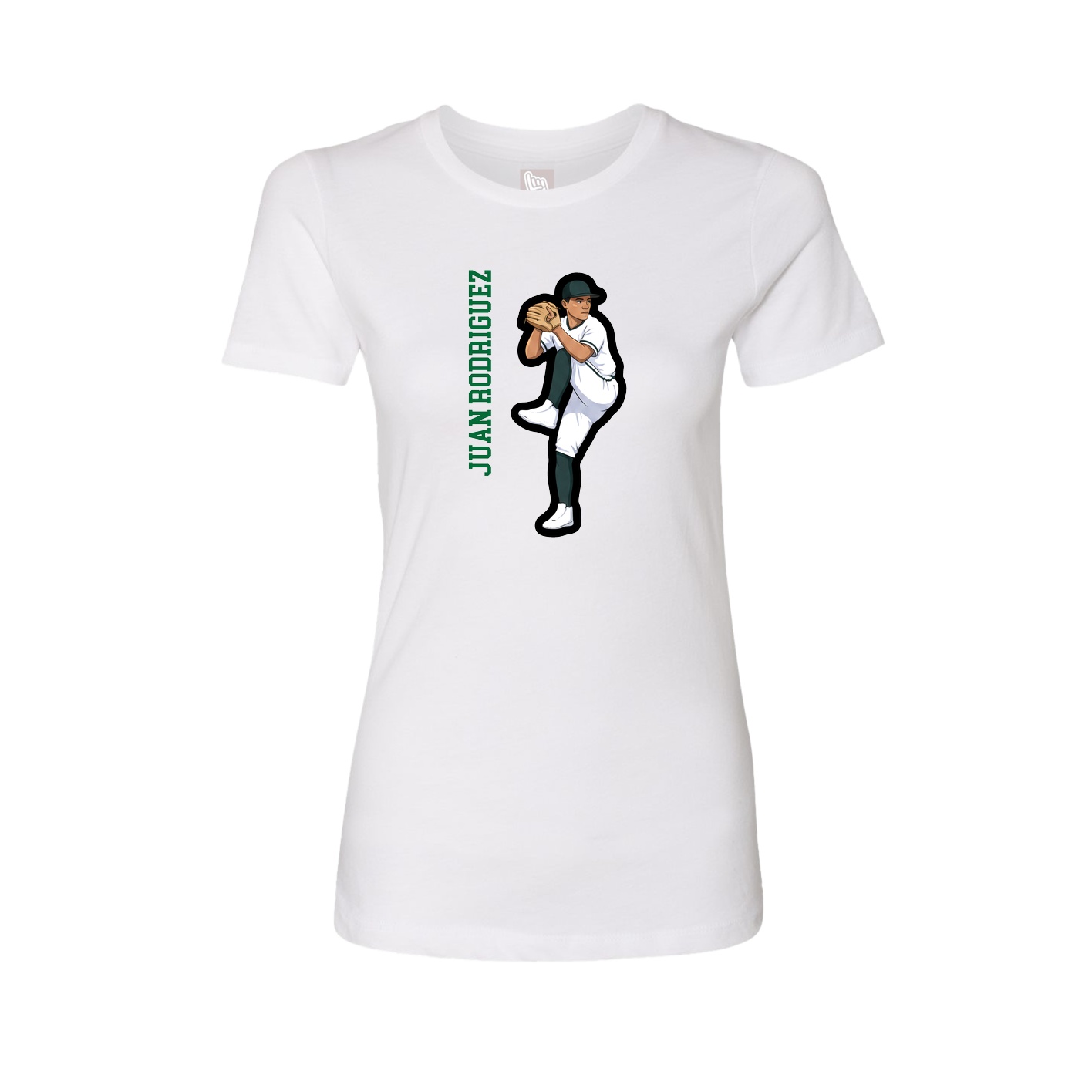 Womens Tee — Name Vertical in White