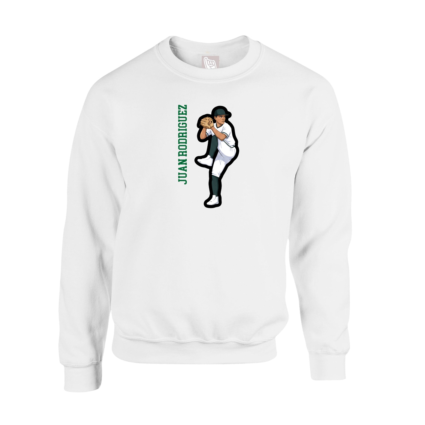 Fleece Crew — Name Vertical in White