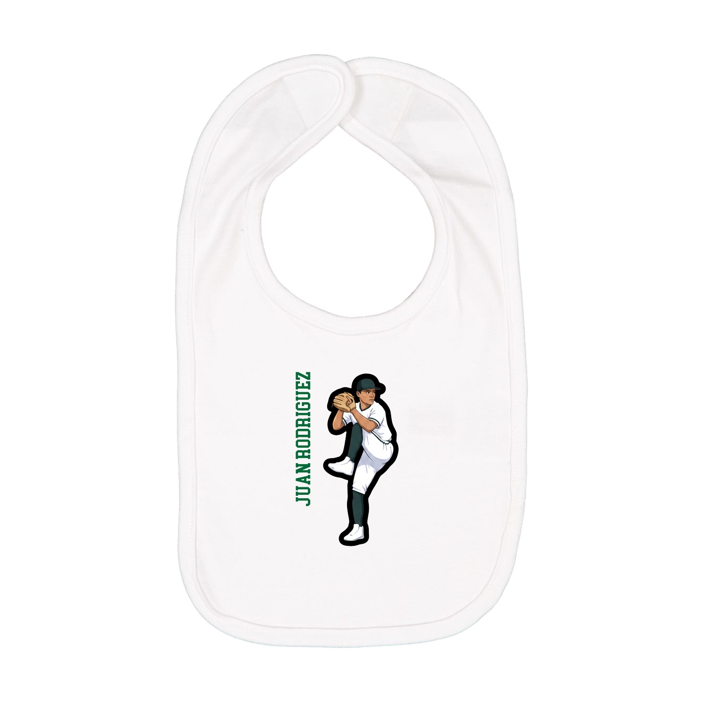 Infant Bib — Name Vertical in White