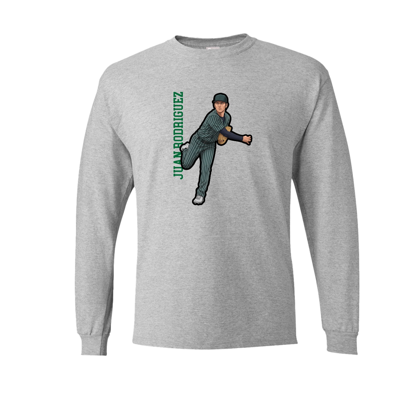 Long Sleeve Tee — Name Vertical in Grey