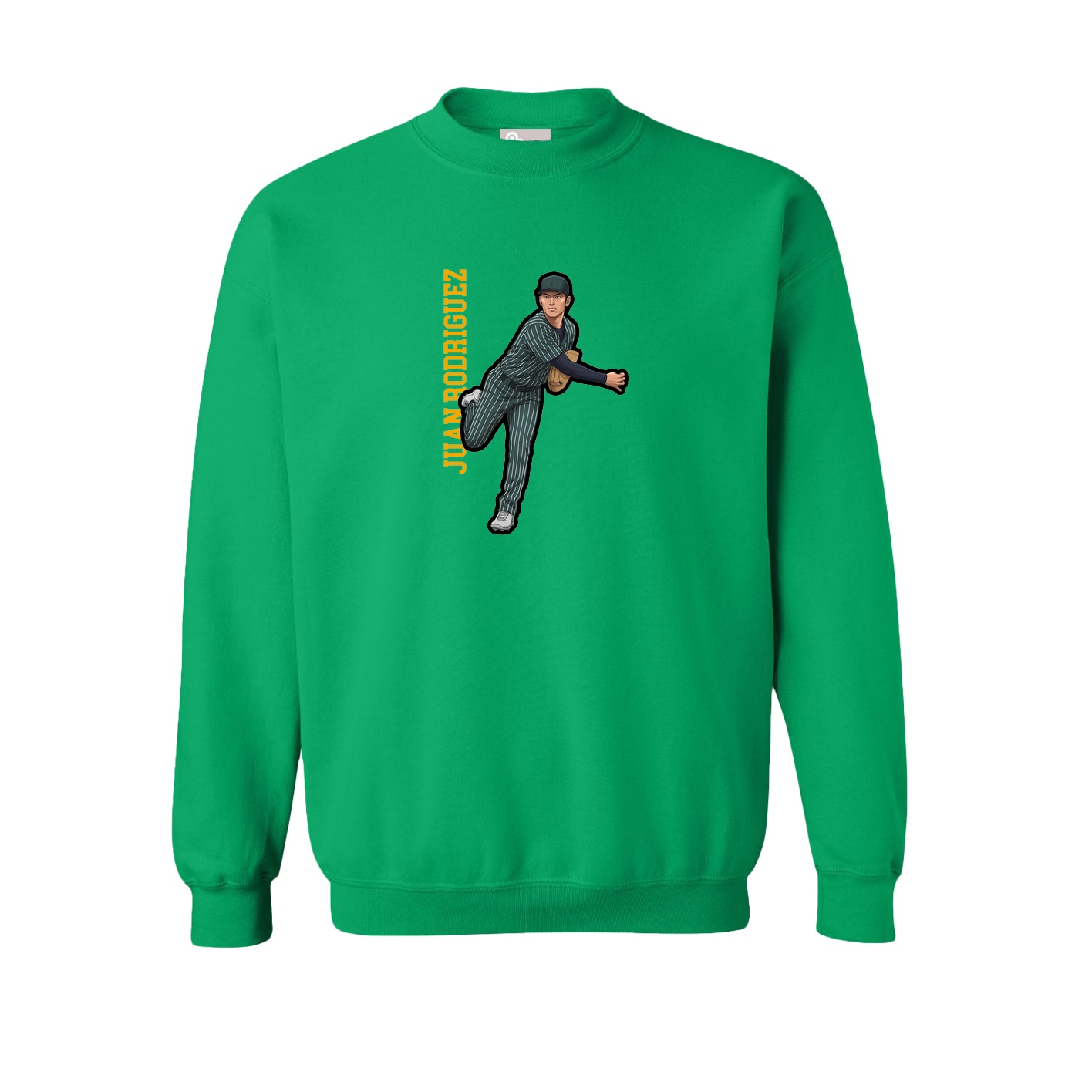 Fleece Crew — Name Vertical in Green