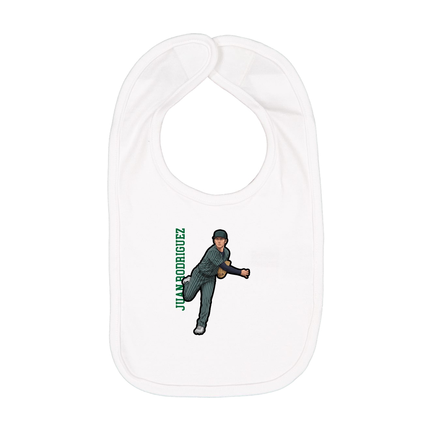 Infant Bib — Name Vertical in White