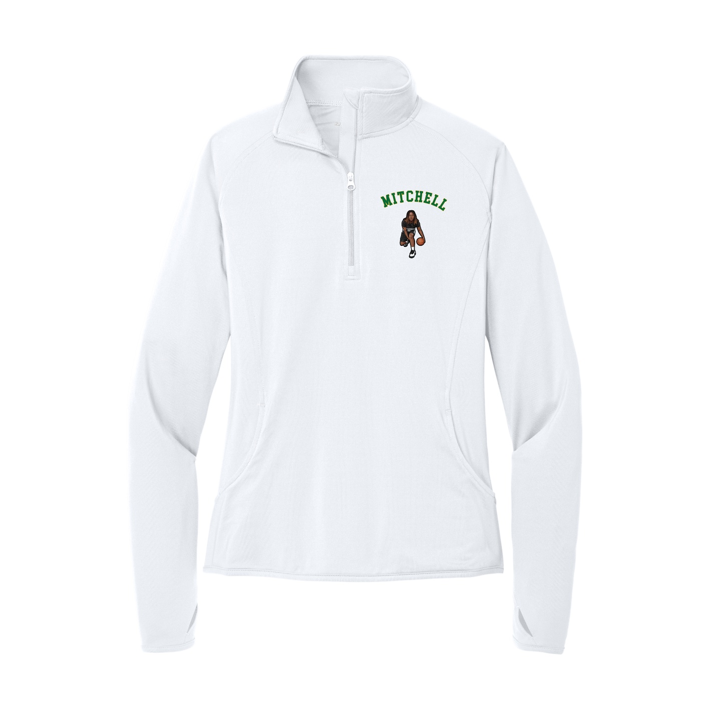 Women's Q-Zip Pullover — Shirsey Arch in White