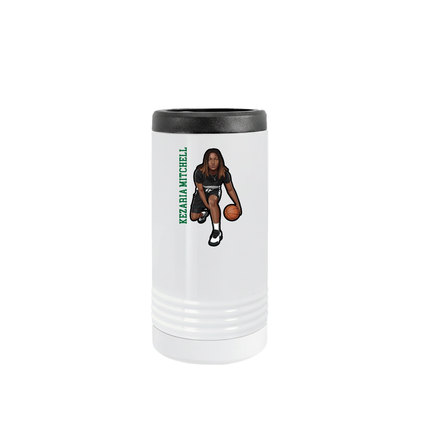 Slim Beverage Holder — Name Vertical in White