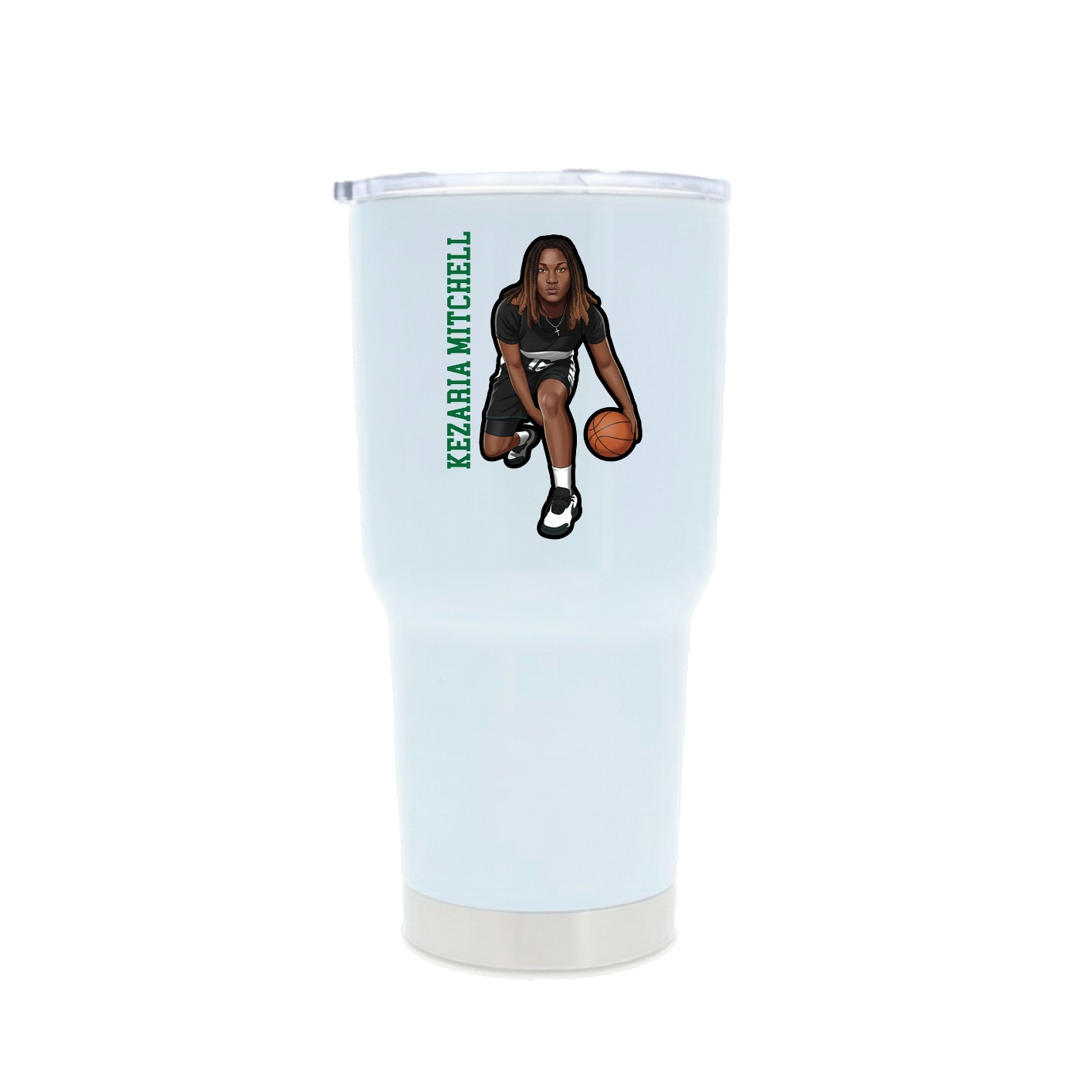 30oz Stainless Steel Tumbler — Name Vertical in White