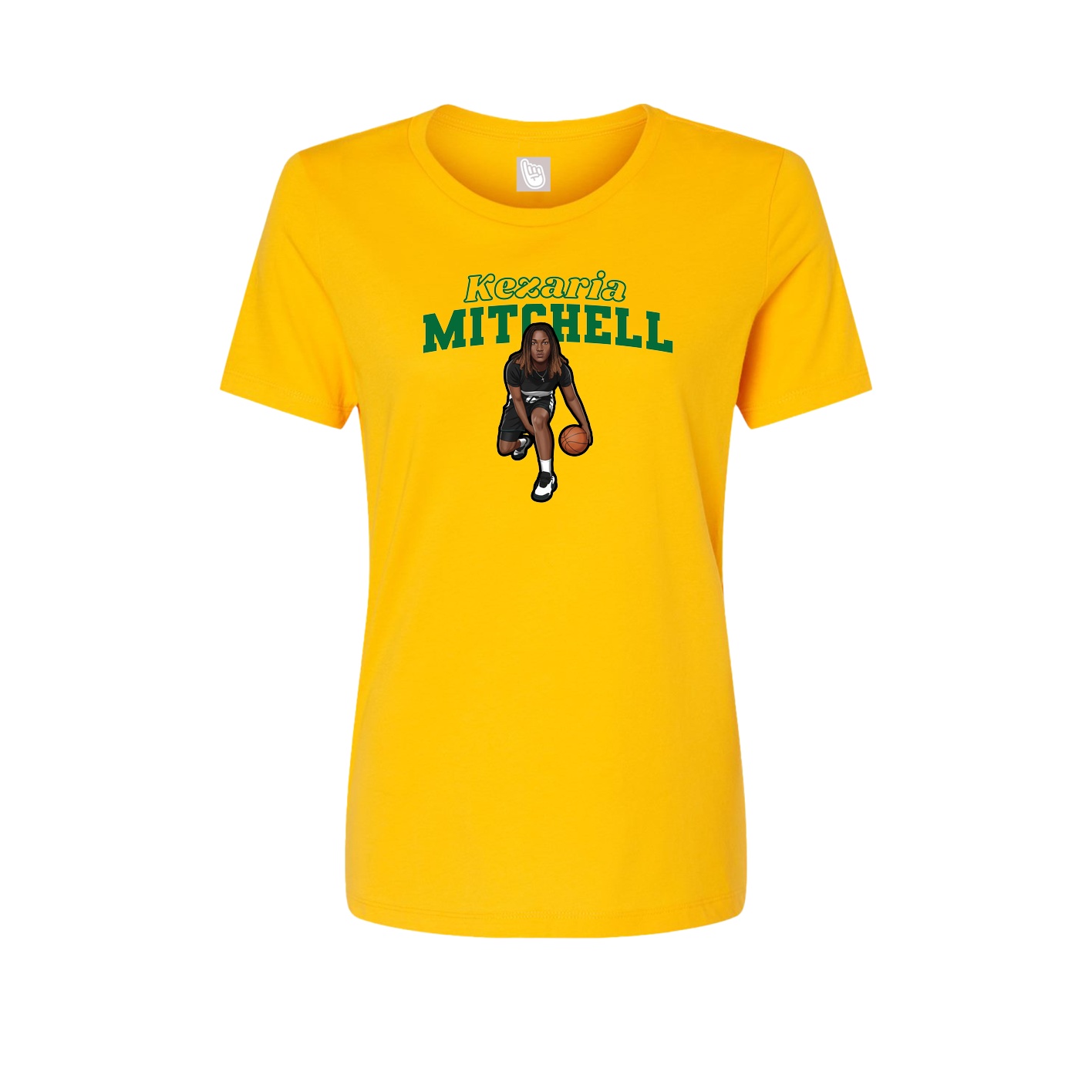 Fitted Women's Tee — Name Arch in Gold