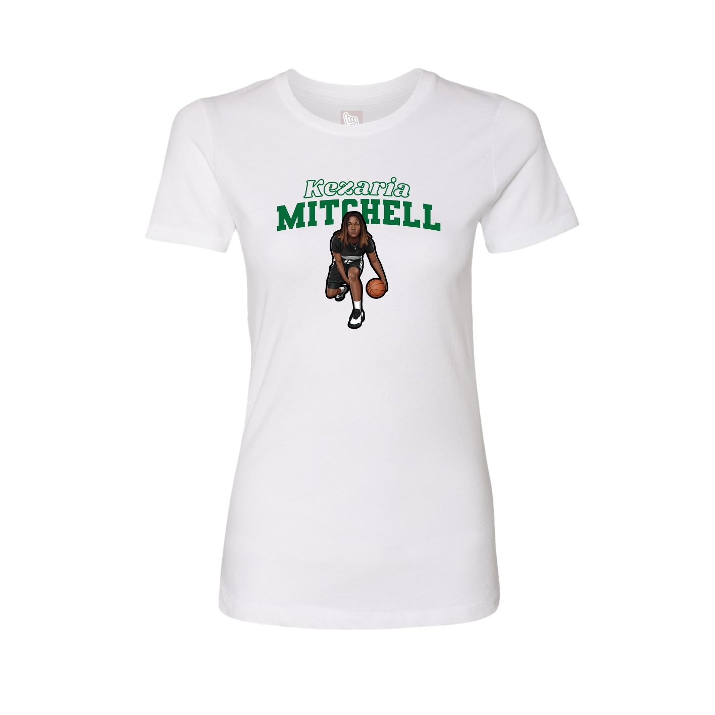 Fitted Women's Tee — Name Arch in White