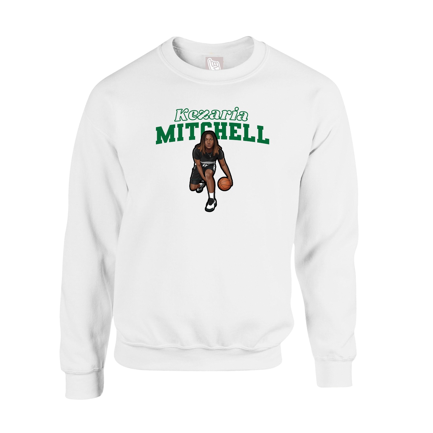Fleece Crew — Name Arch in White