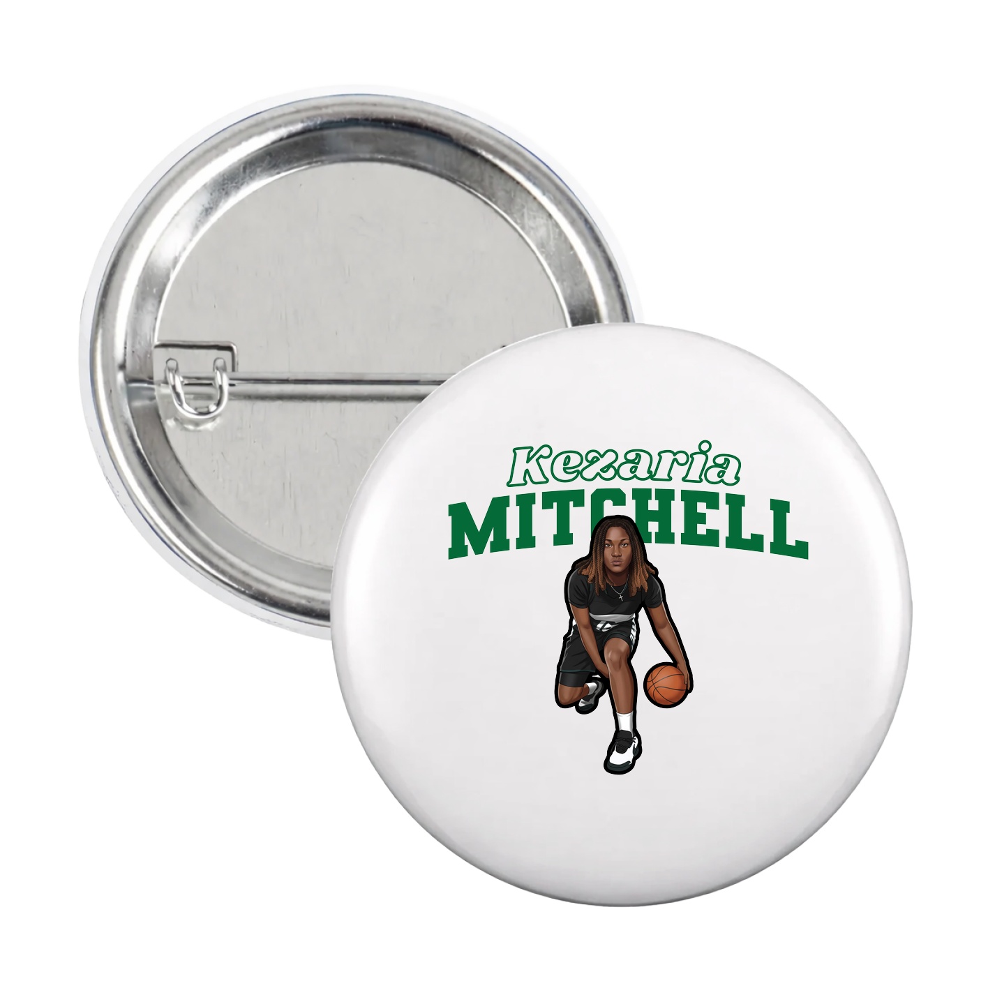 Game Day Button — Name Arch in White