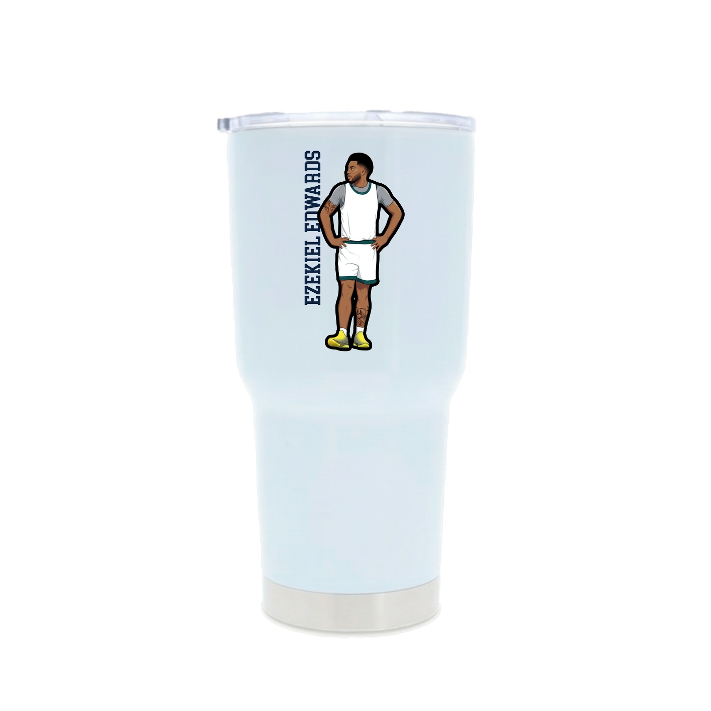 30oz Stainless Steel Tumbler — Name Vertical in White