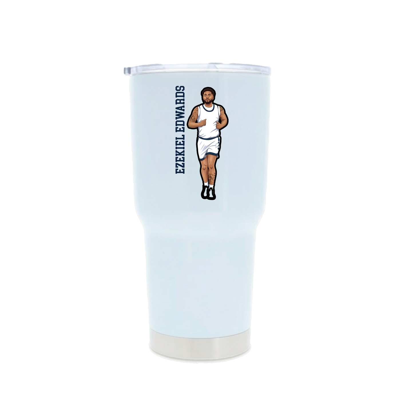 30oz Stainless Steel Tumbler — Name Vertical in White