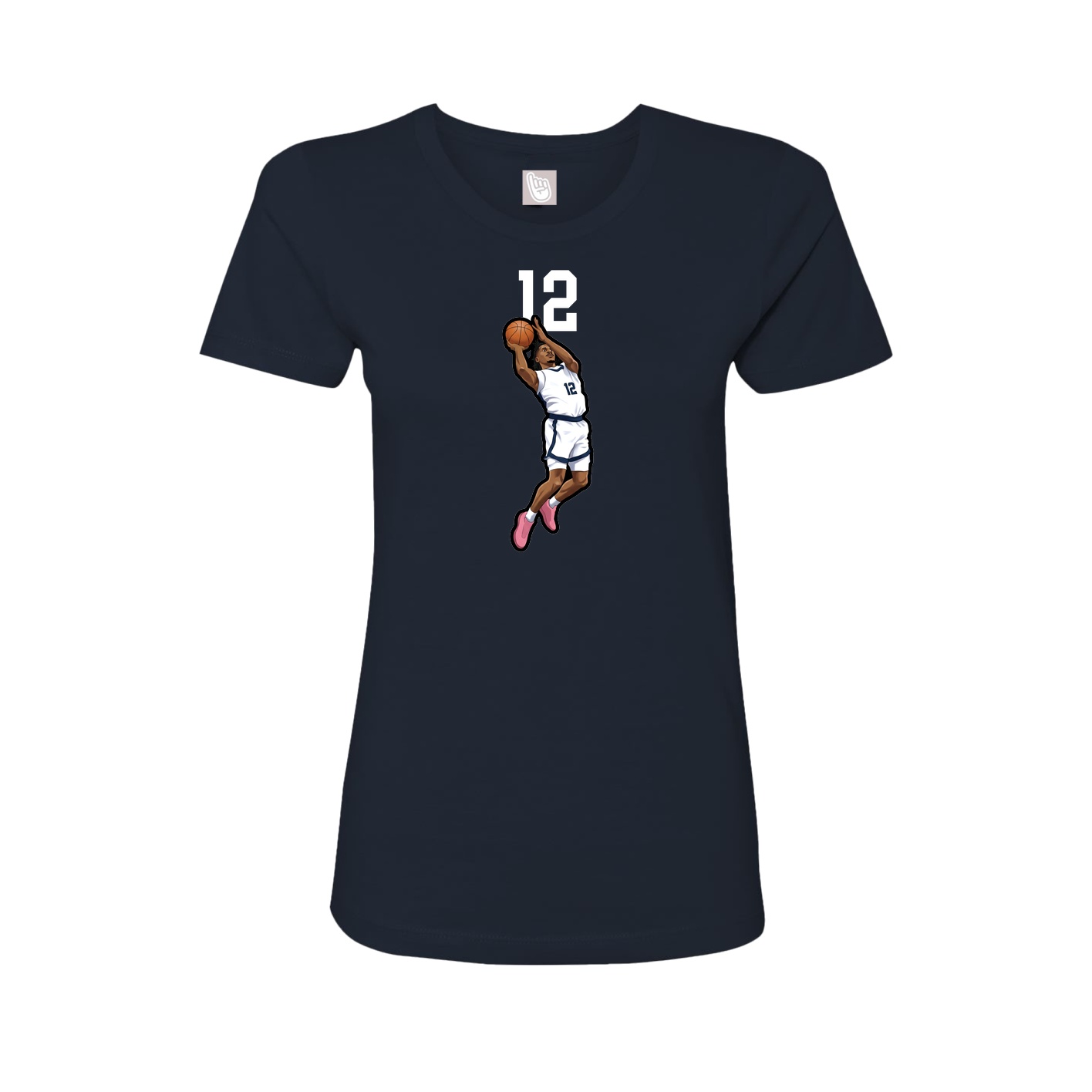 Fitted Women's Tee — Number Top in Navy