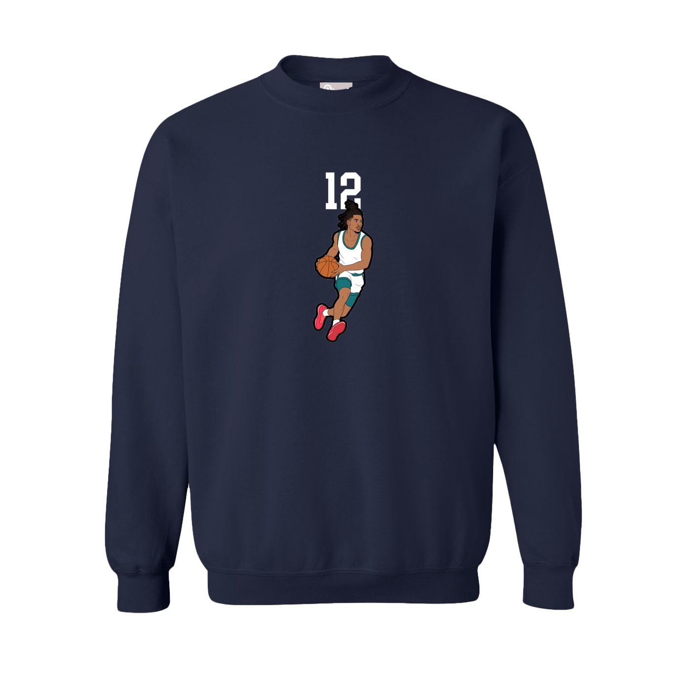 Fleece Crew — Number Top in Navy