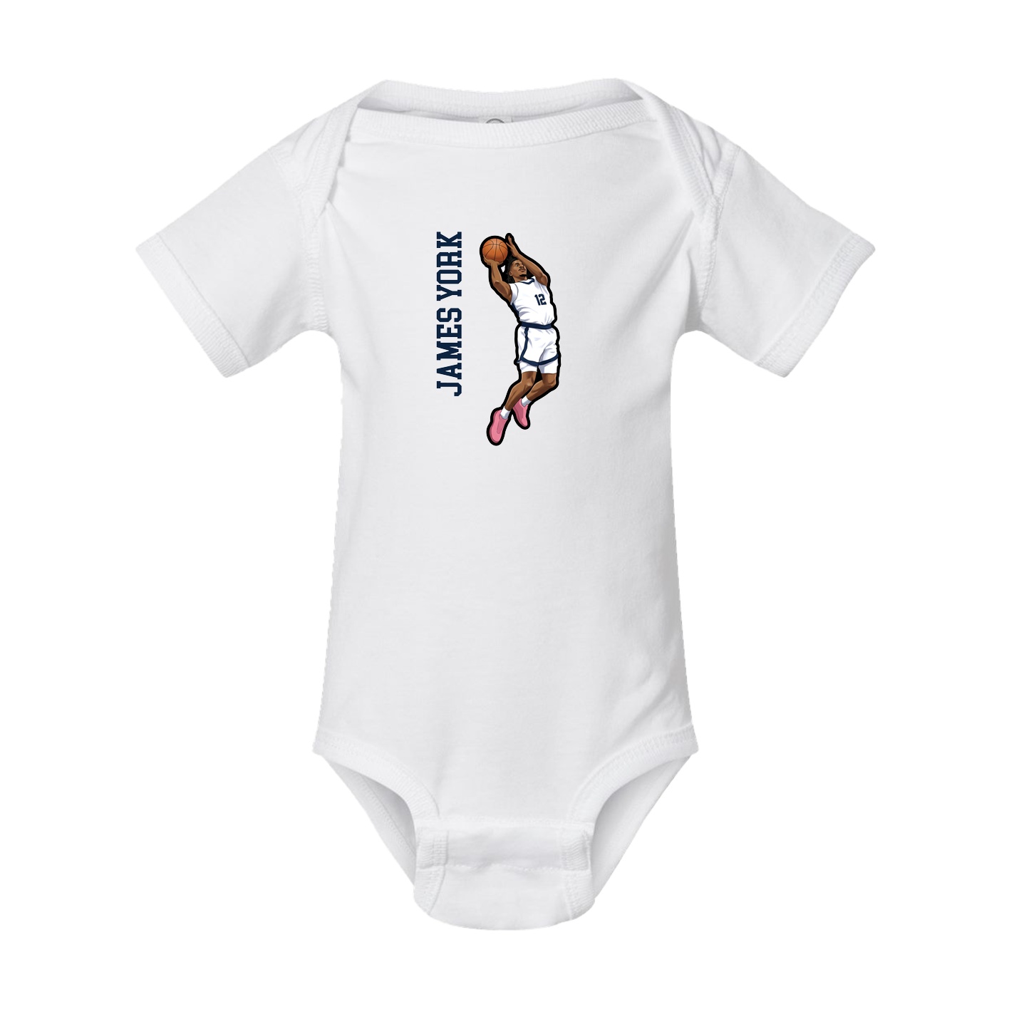 Baby Onesie — Name Vertical in White