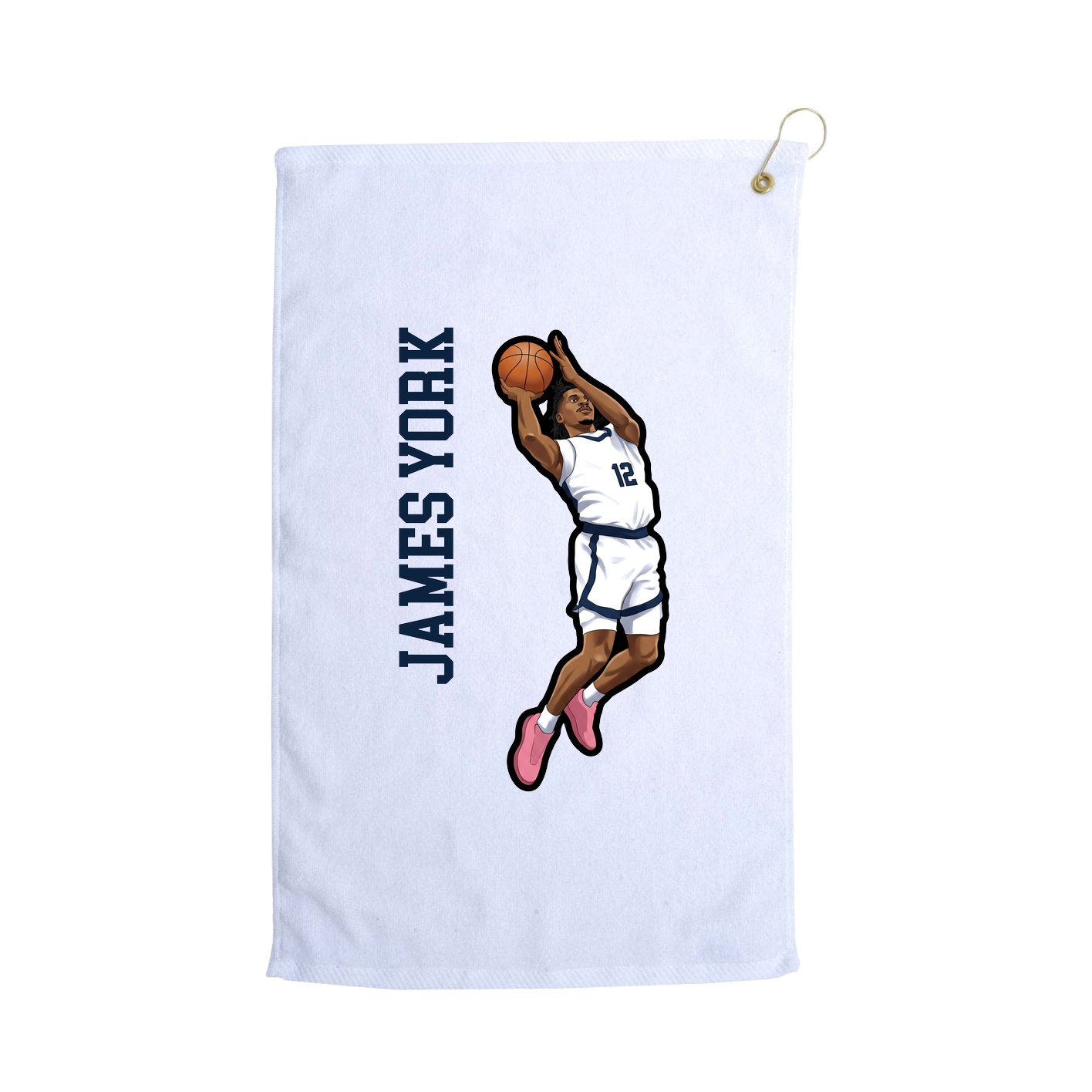 Golf Towel — Name Vertical in White