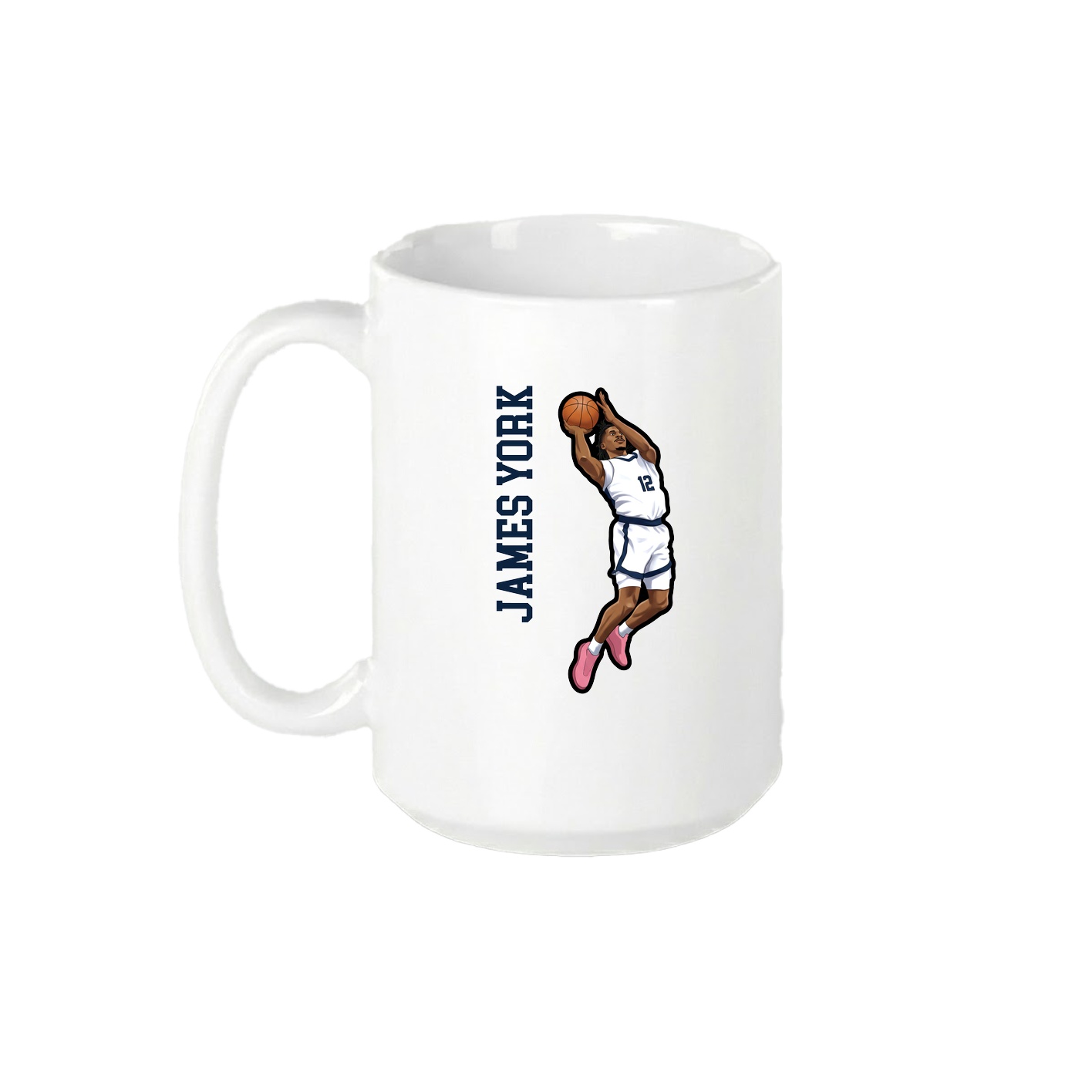 15oz Coffee Mug — Name Vertical in White