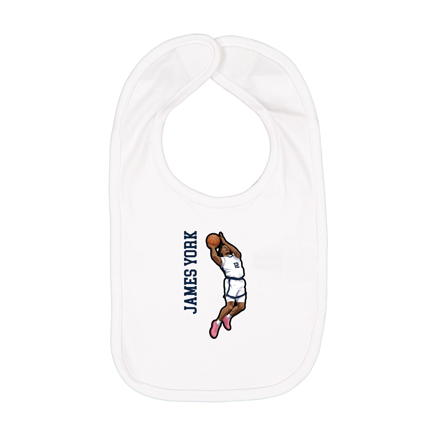 Infant Bib — Name Vertical in White