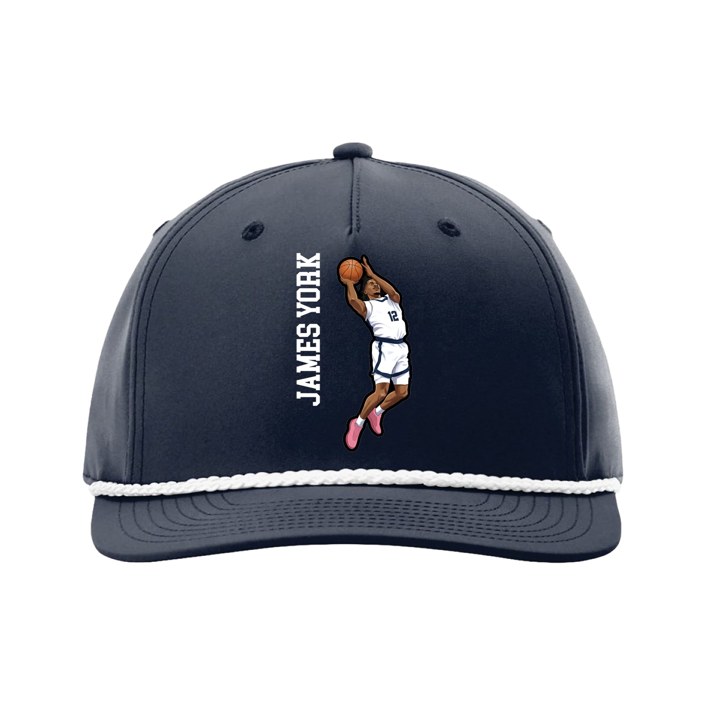 Five-Panel Classic Rope Cap — Name Vertical in Navy