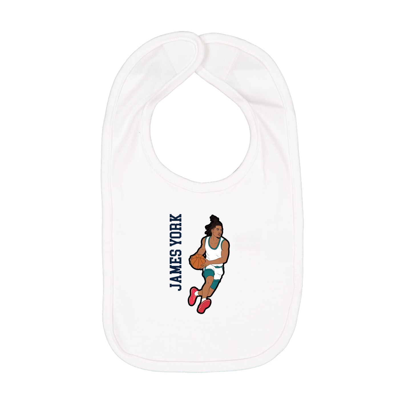 Infant Bib — Name Vertical in White
