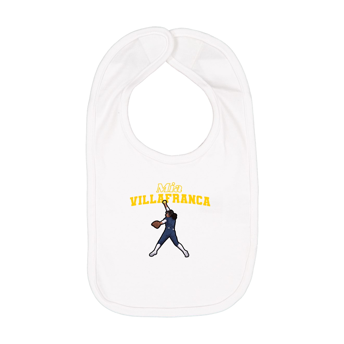 Infant Bib — Name Arch in White