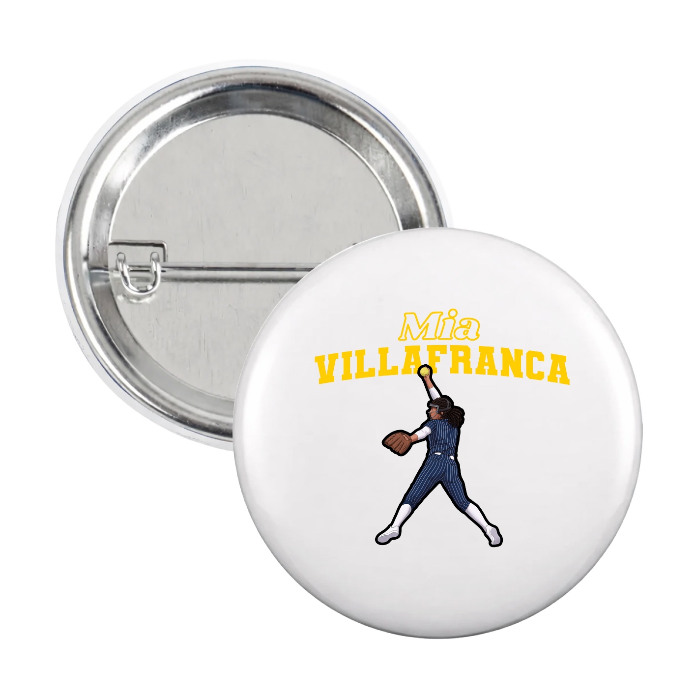 Game Day Button — Name Arch in White