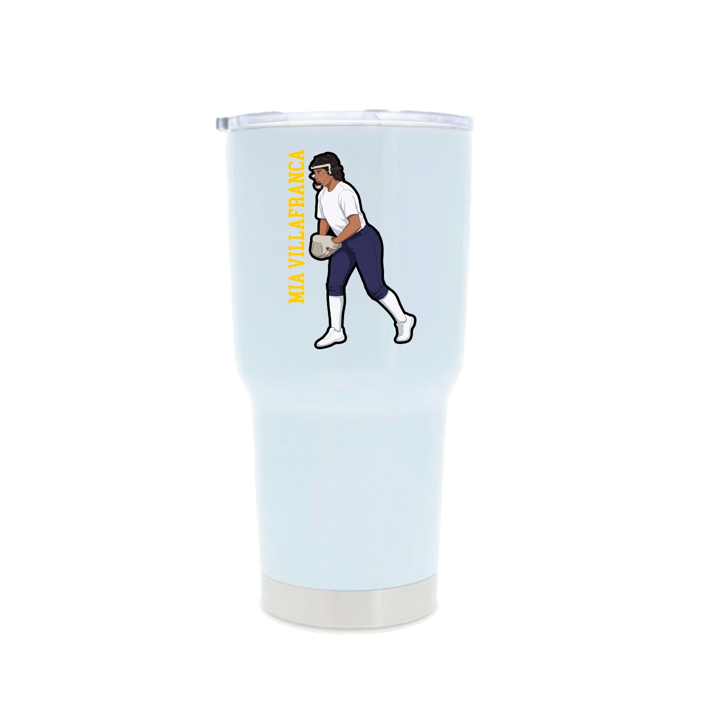 30oz Stainless Steel Tumbler — Name Vertical in White