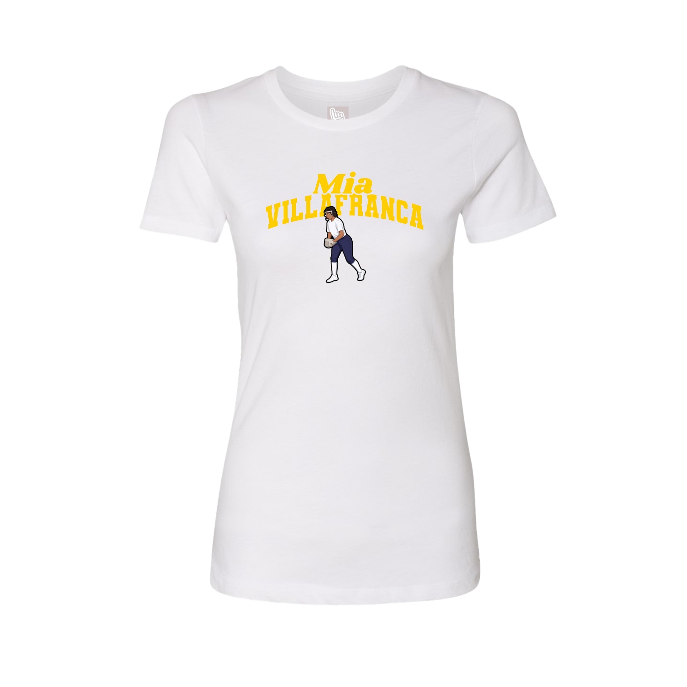 Fitted Women's Tee — Signature Arch in White