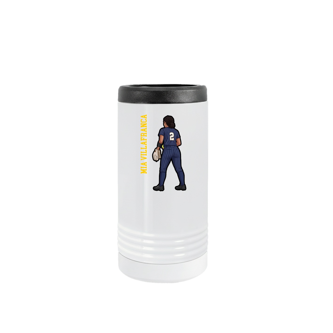 Slim Beverage Holder — Name Vertical in White