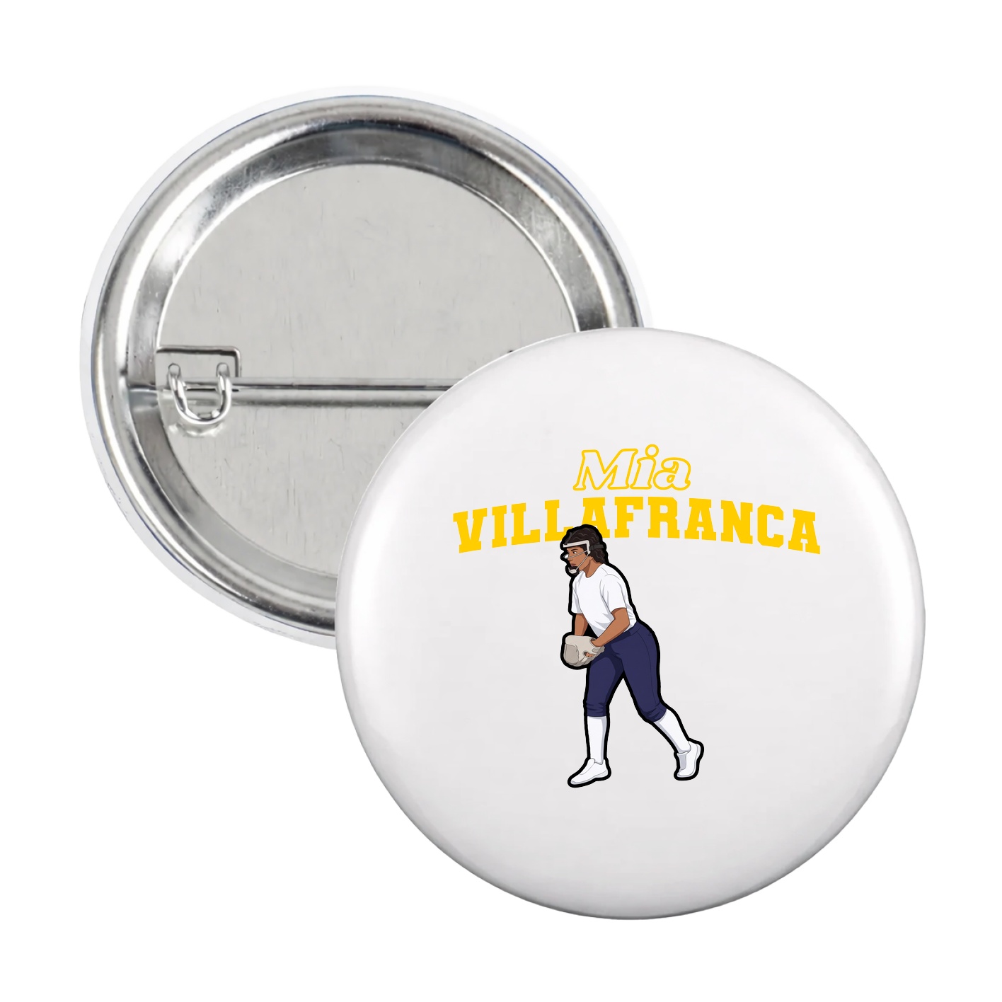 Game Day Button — Name Arch in White