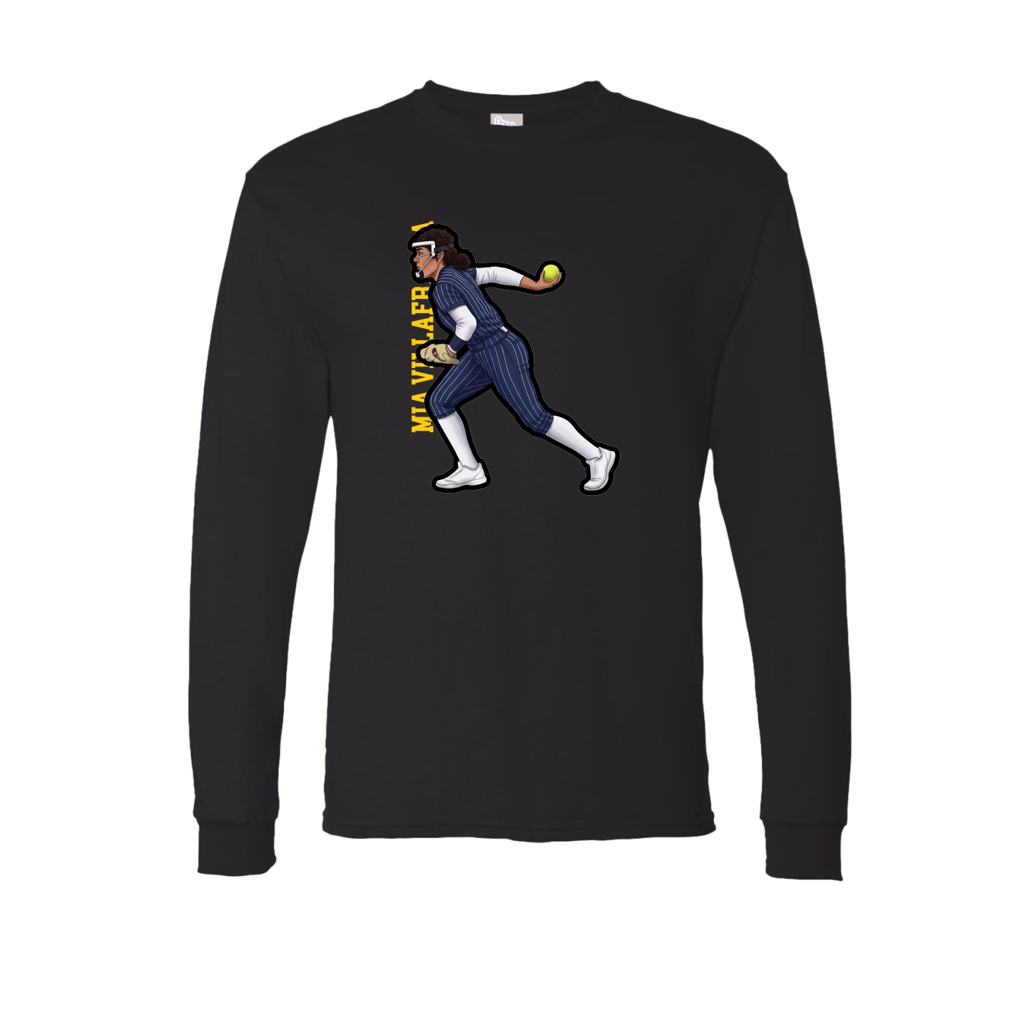 Long Sleeve Tee — Name Vertical in Black