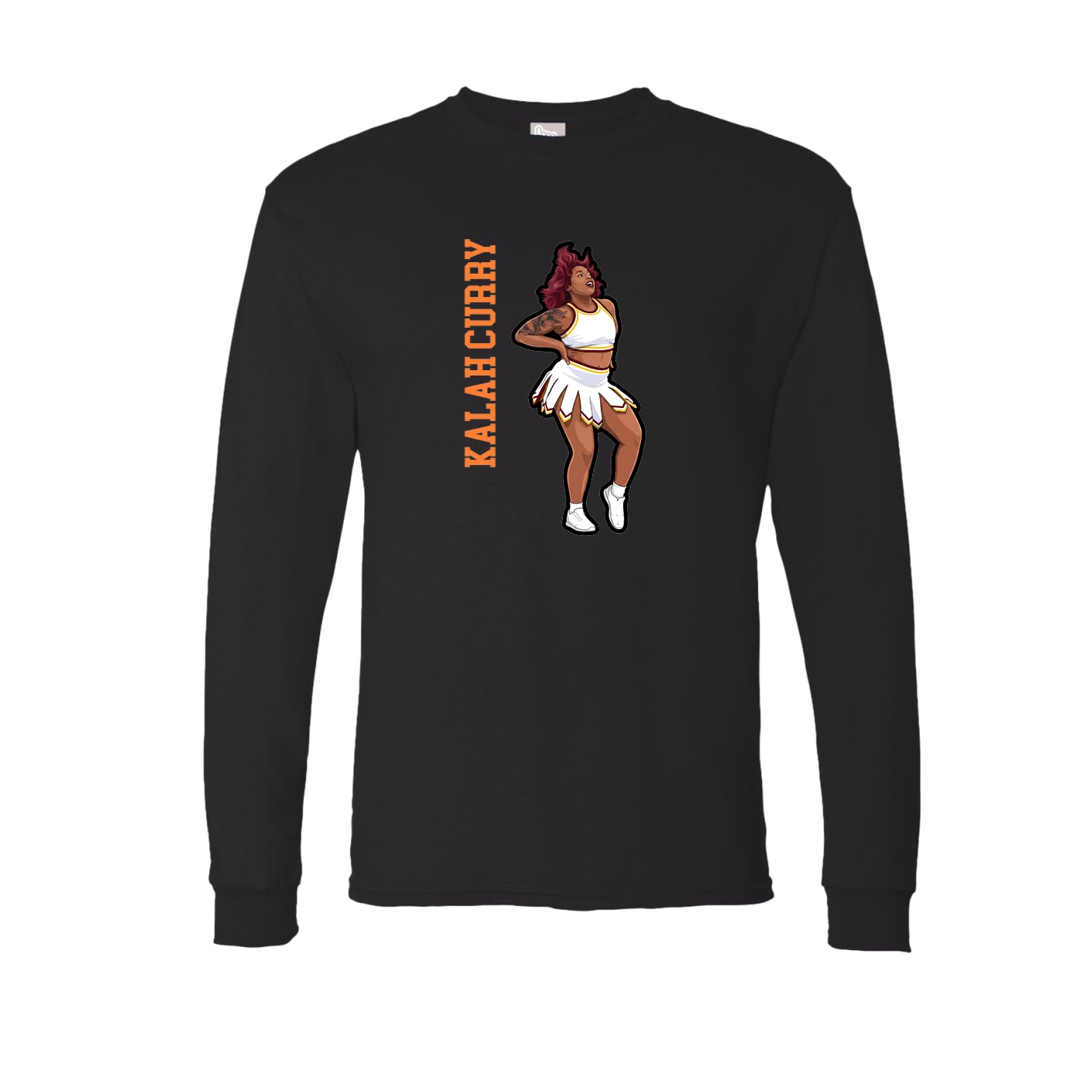 Long Sleeve Tee — Name Vertical in Black