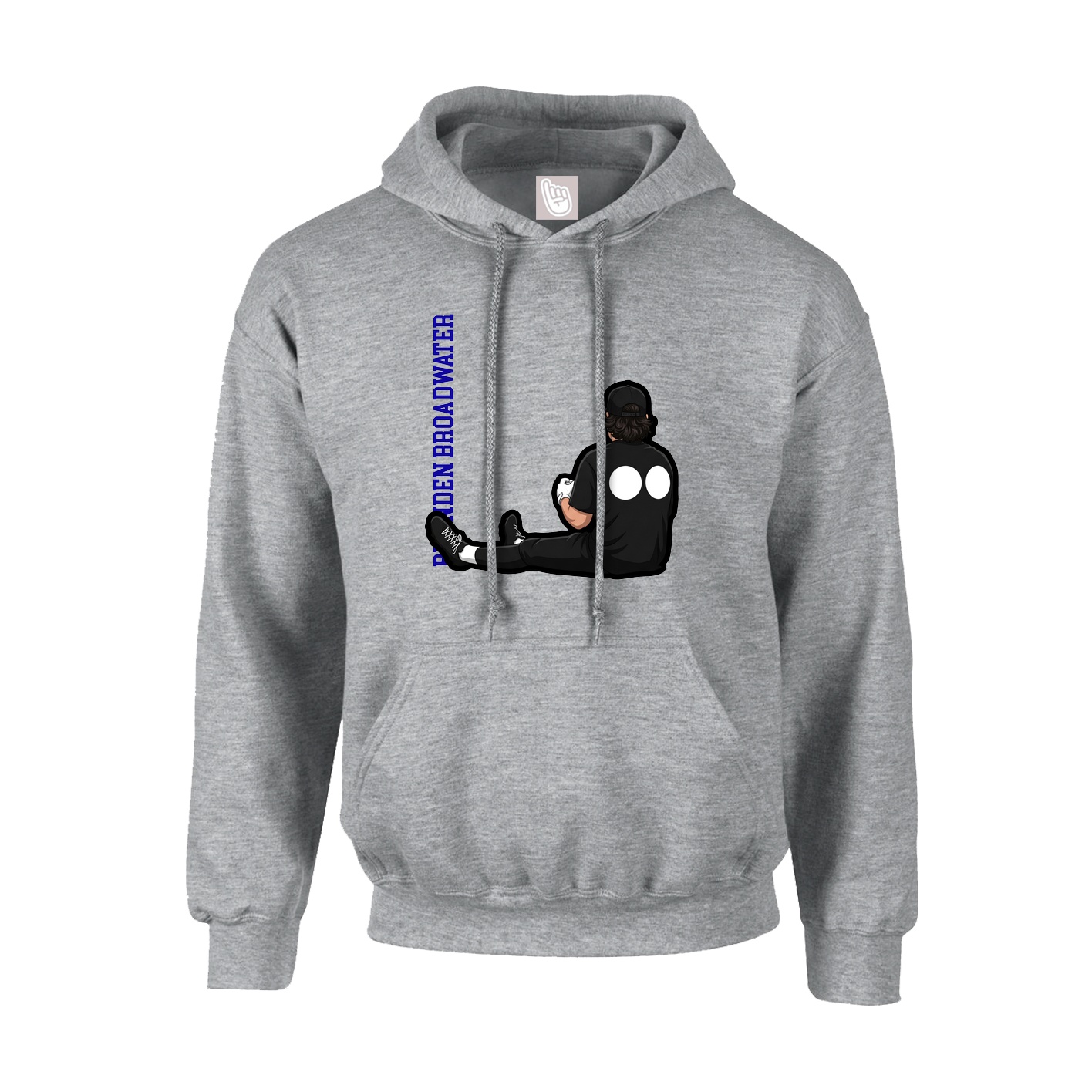Hoodie — Name Vertical in Grey