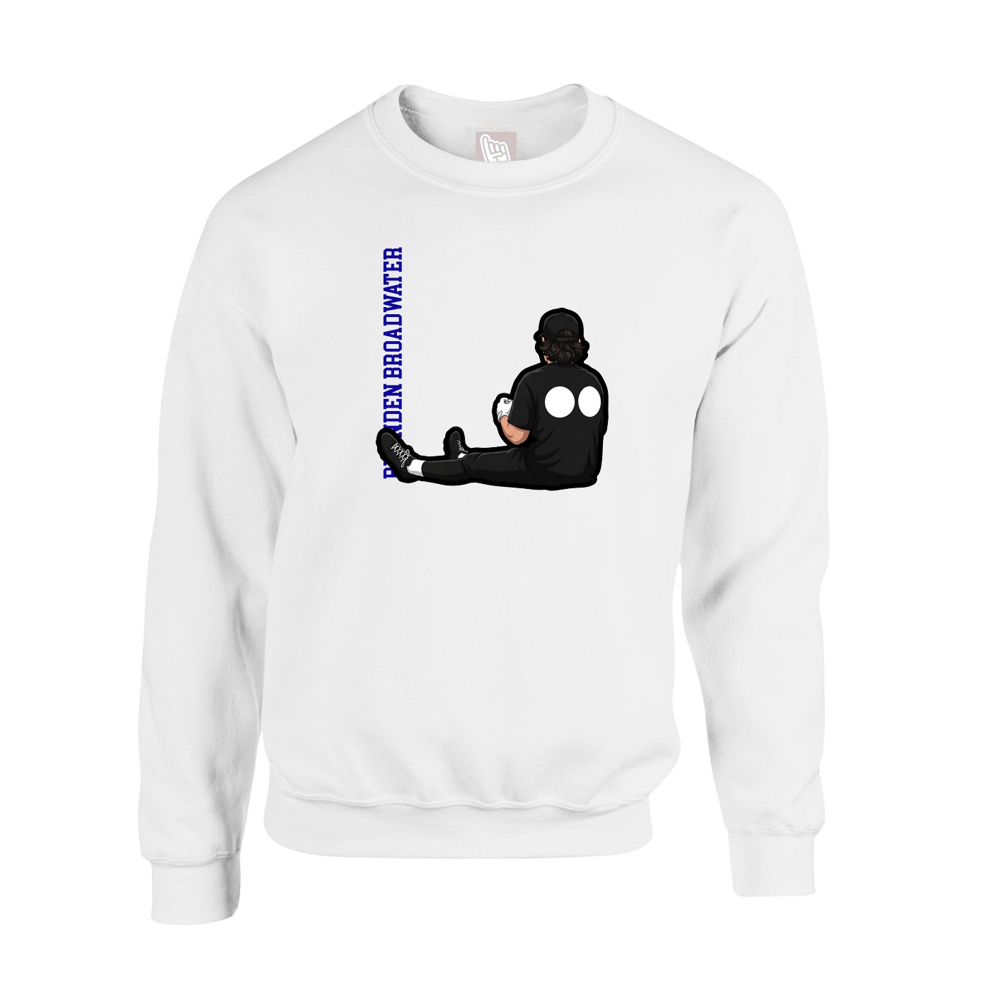 Fleece Crew — Name Vertical in White