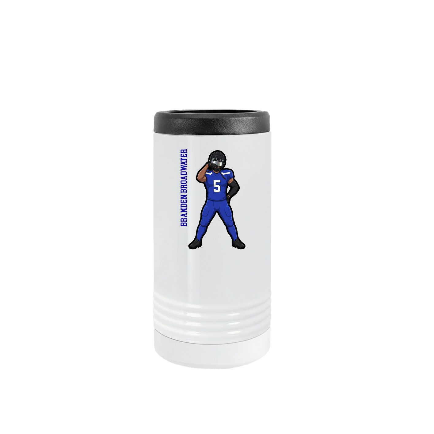 Slim Beverage Holder — Name Vertical in White