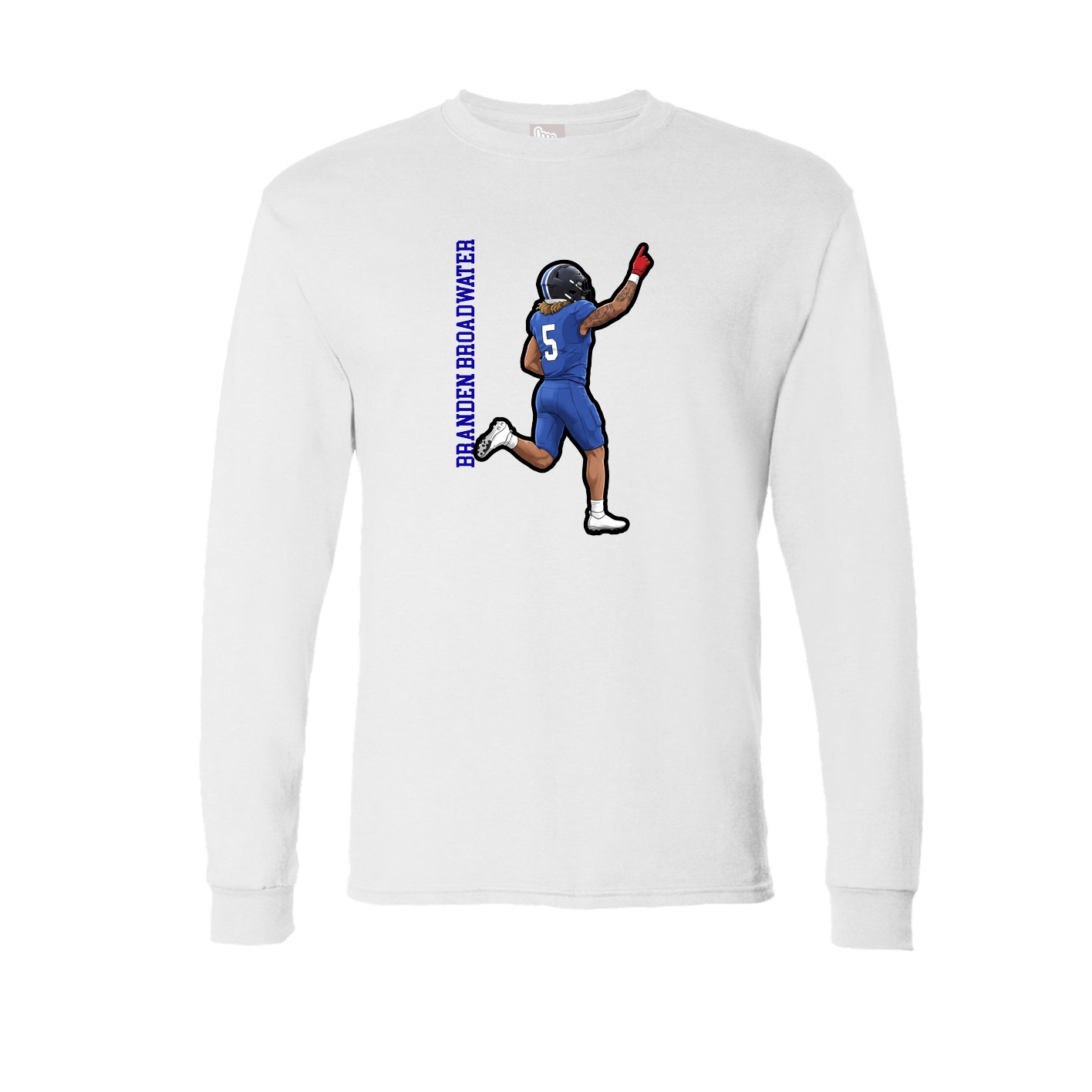 Long Sleeve Tee — Name Vertical in White