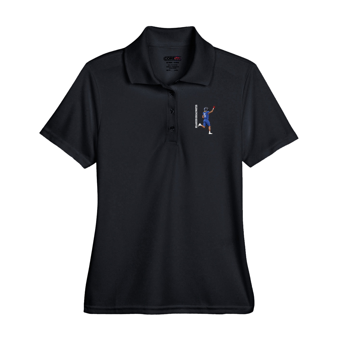 Performance Polo — Name Vertical in Black
