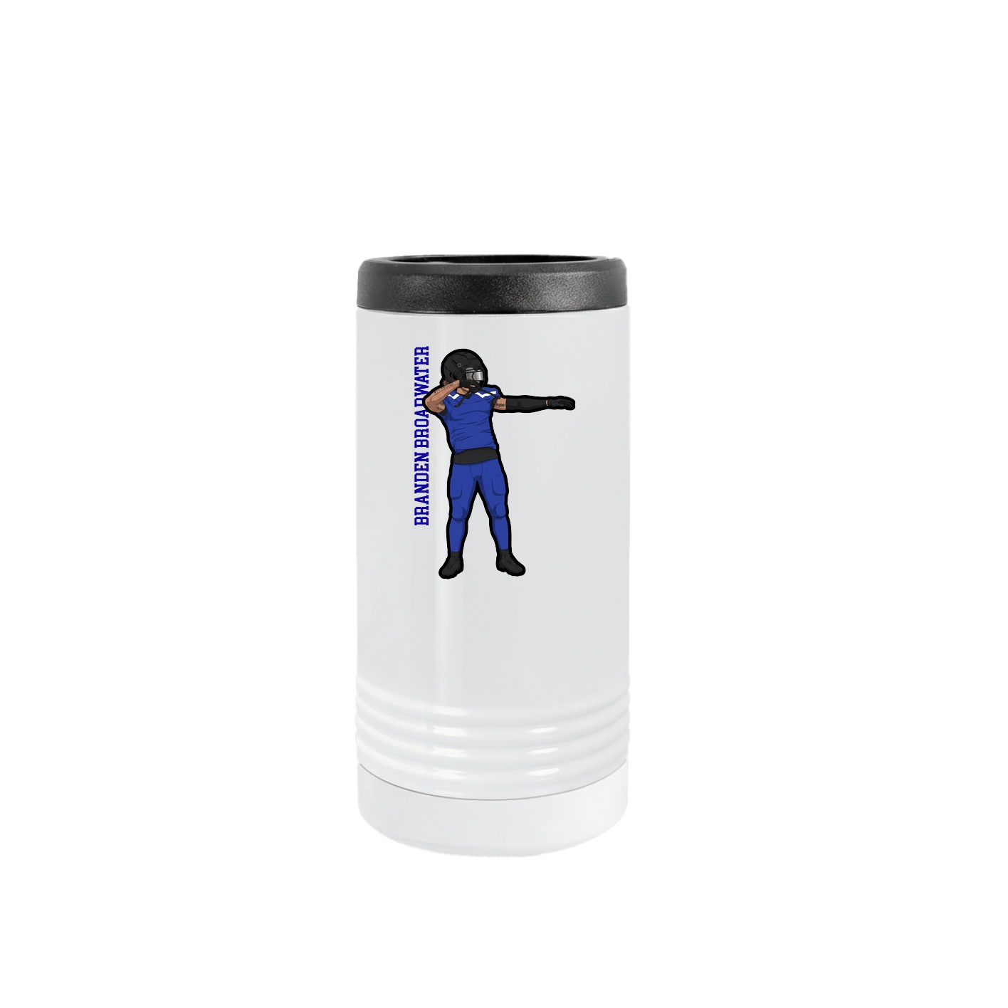 Slim Beverage Holder — Name Vertical in White