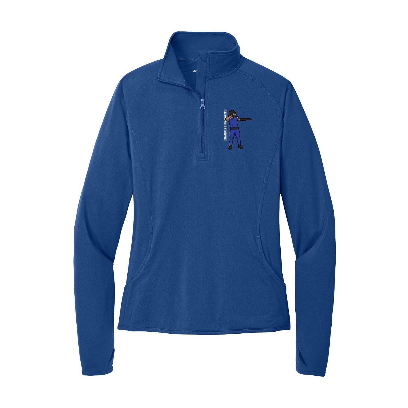 Women's Q-Zip Pullover — Name Vertical in Royal