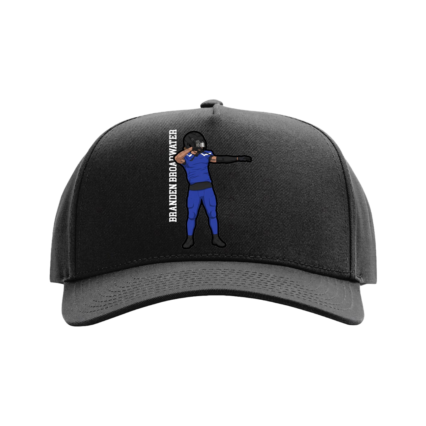 Full Fabric Five-Panel Champ Cap — Name Vertical in Black