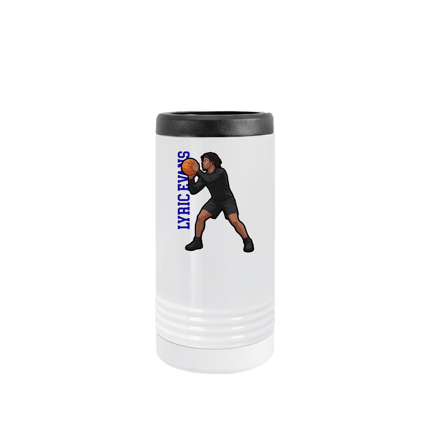 Slim Beverage Holder — Name Vertical in White