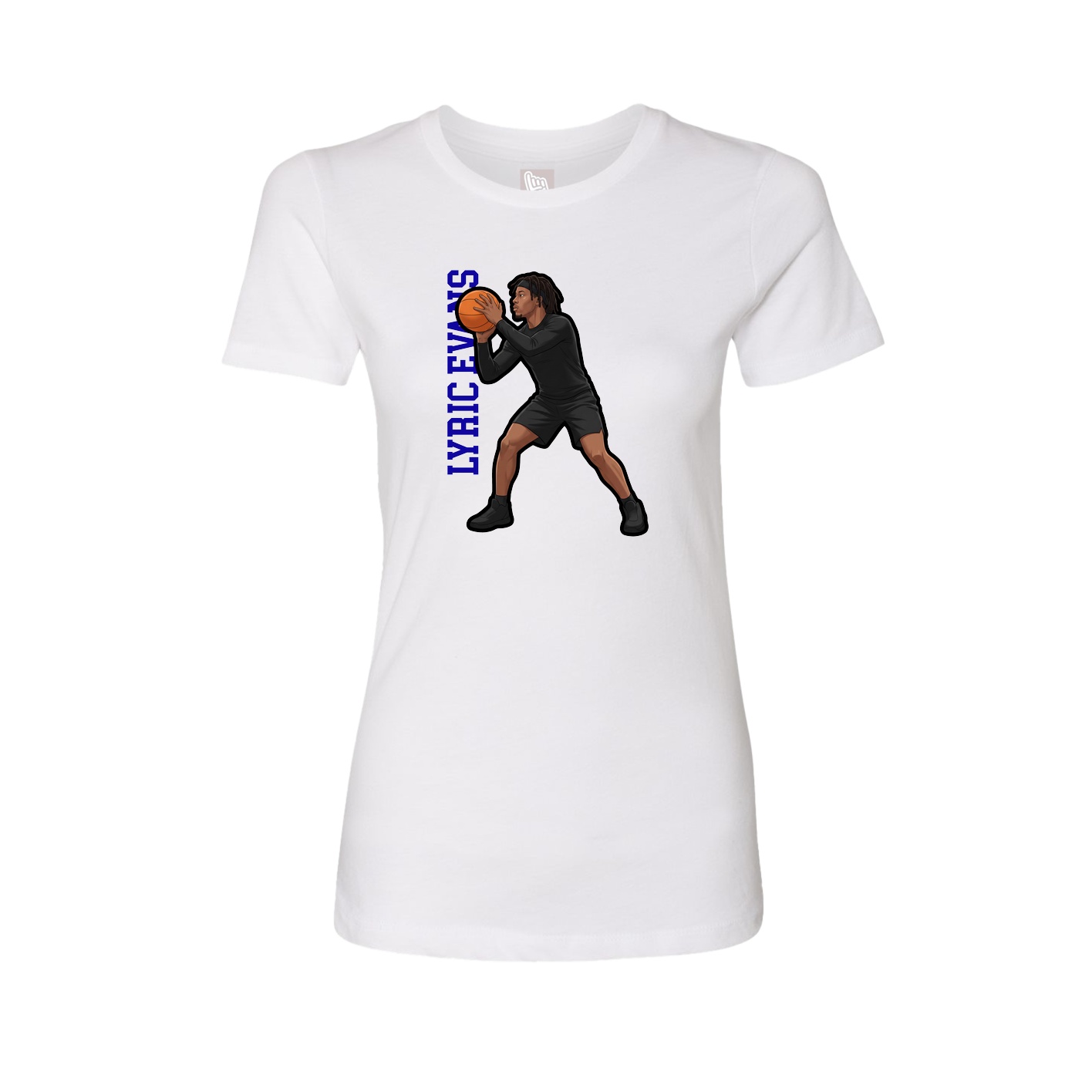 Fitted Women's Tee — Name Vertical in White