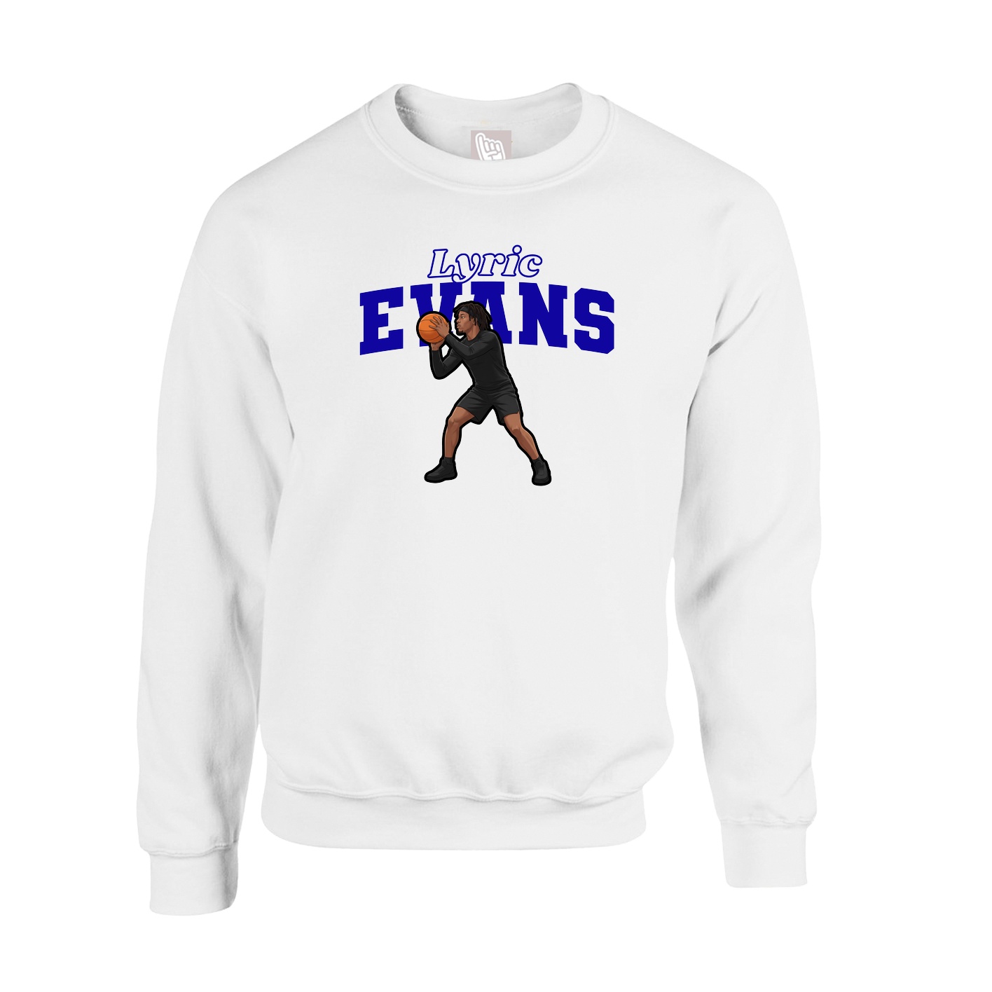 Fleece Crew — Name Arch in White