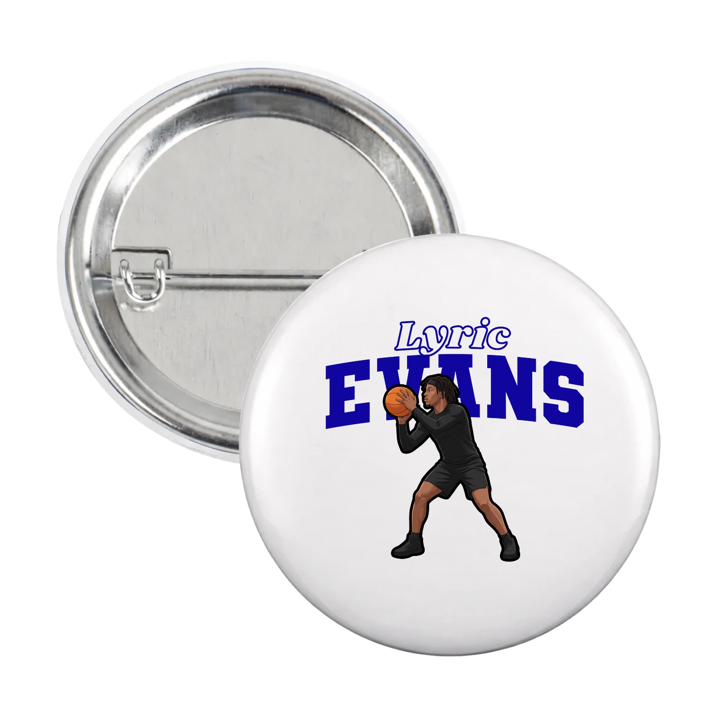 Game Day Button — Name Arch in White
