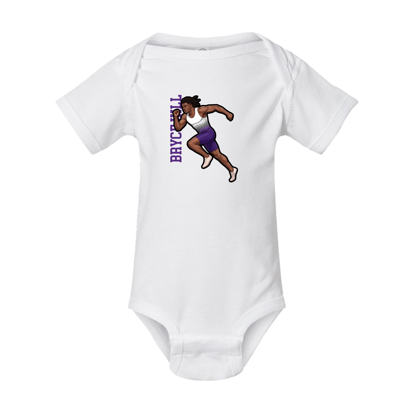 Baby Onesie — Name Vertical in White